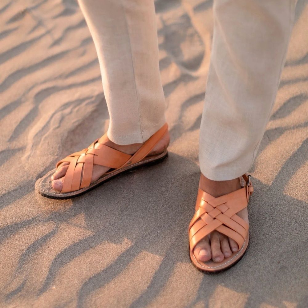 Alex Crane Men's Tan Leather Sandals